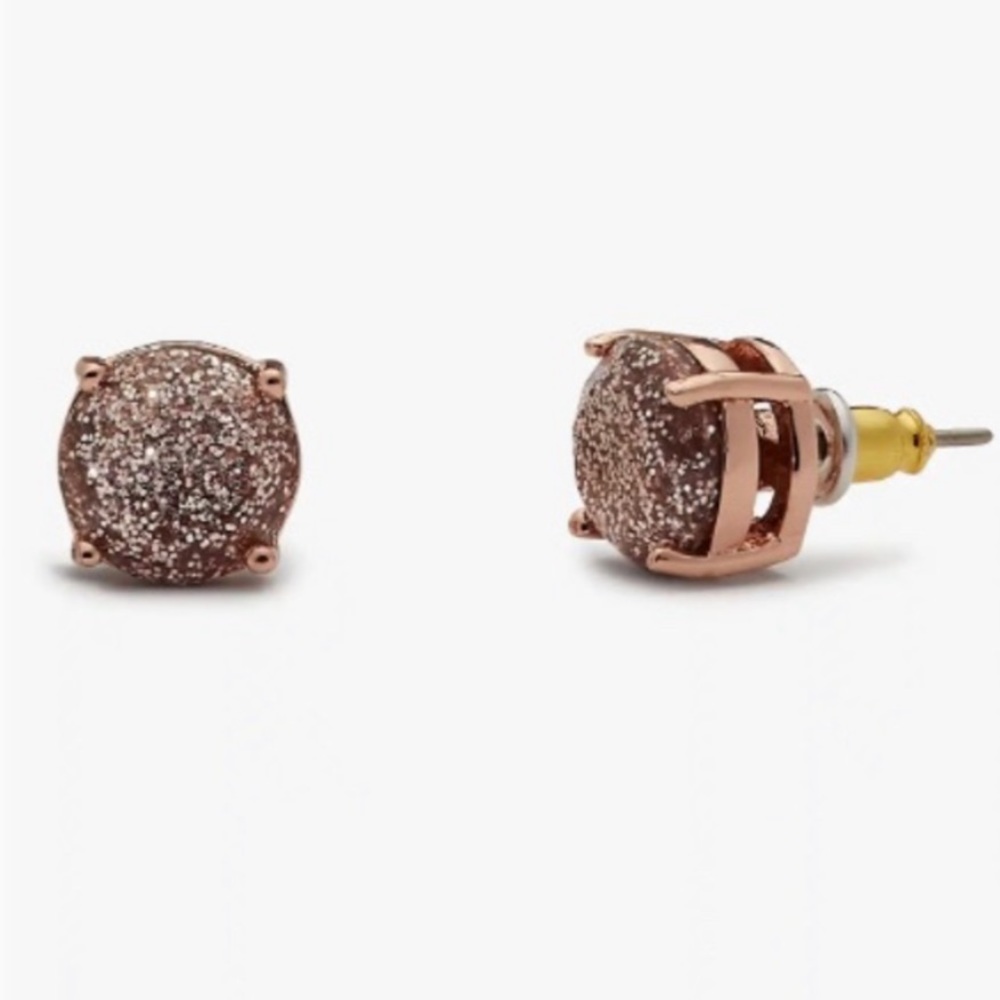 Kate Spade • Glitter Gumdrops Studs in rose gold with dust bag NWT